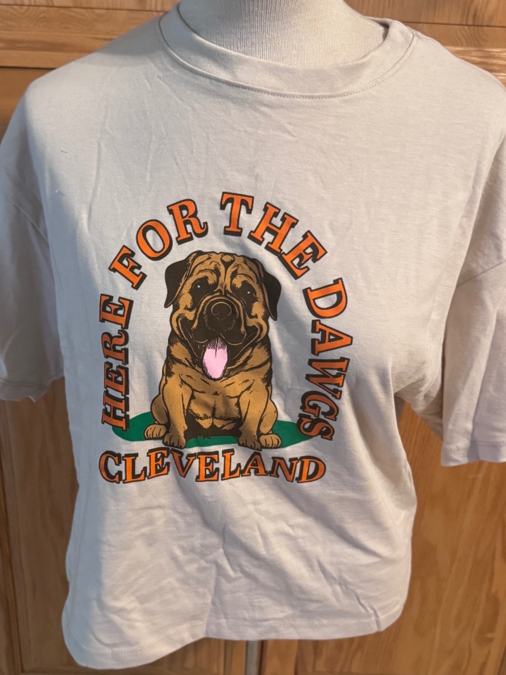 Where Im From Small Women's Cropped T-Shirt Oversized "Here For The Dogs" Defect